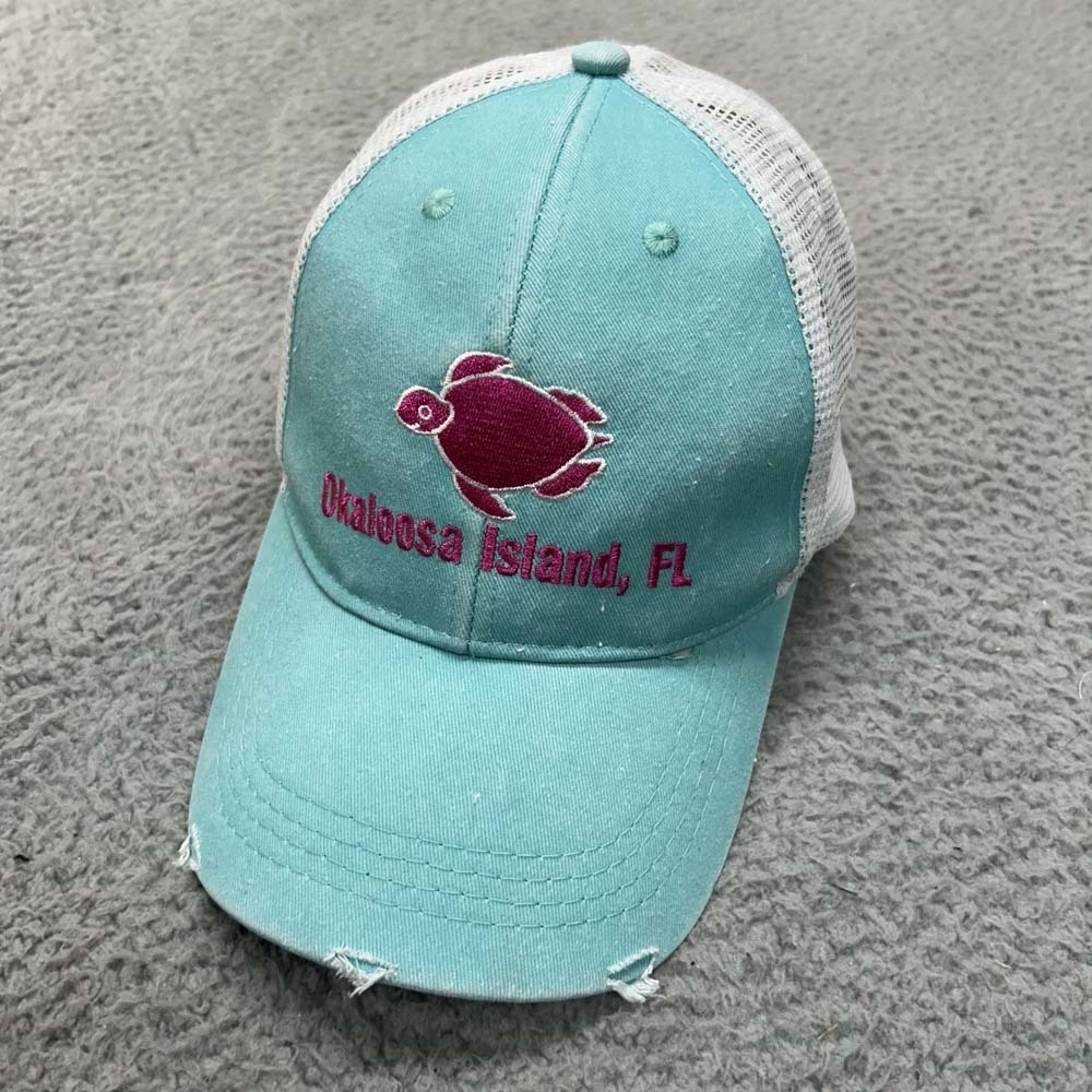 Okaloosa Island Hat Cap Mens One Size Strapback Destination FL Sea Turtle Trucke